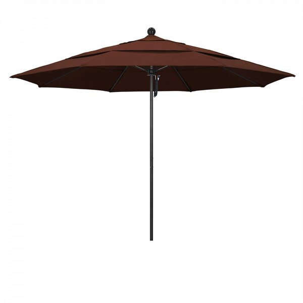 California Umbrella 11' Black Aluminum Market Patio Umbrella, Sunbrella Bay Brown 194061333372 - main